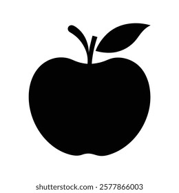 Apple Silhouette Vector Art Illustration - Black Color Apple Artwork Design