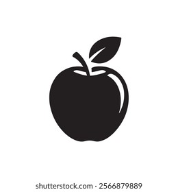 apple silhouette vector with a white background