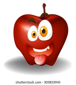 Apple with silly face illustration