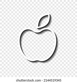 Apple simple icon vector. Flat desing. White with shadow on transparent grid.ai