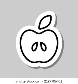 Apple simple icon vector. Flat design. Sticker with shadow on gray background.ai