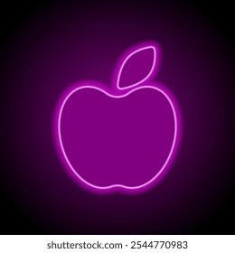 Vetor de ícone simples Apple. Design plano. Néon roxo no fundo preto.ai