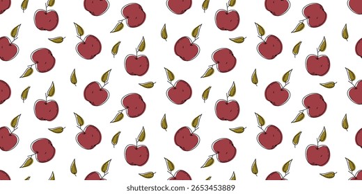 Apple simple seamless pattern. Vector background for banner, textile, print. Food concept