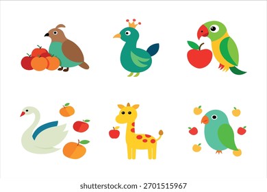 Manzana y pájaro cantando Ilustración vectorial minimalista