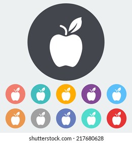 Apple. Single flat icon on the circle. Vector illustration.