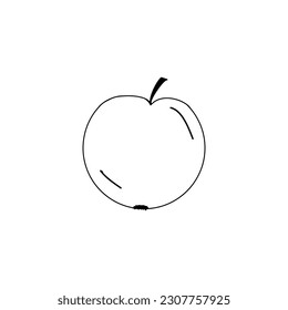 manzana, boceto de un dibujo vectorial, aislado en un fondo blanco. una colección de frutas