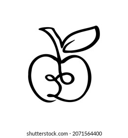 Apple sketch vector illustration on a transparent background