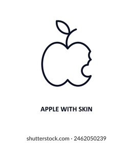 apple with skin outline icon.  Thin line icon from bistro and restaurant collection. Editable vector isolated on white background