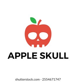 apple skull flat minimalist logo design