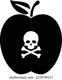 apple with a skull icon on white background. fresh apple sign. flat style.