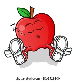 apple sleep mascot vector cartoon illustration