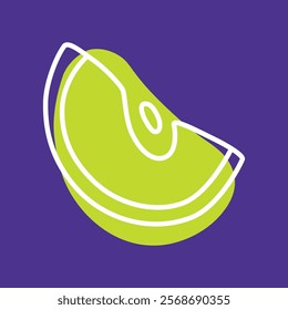 Apple slice doodle icon hand drawn with thin line and colorful blob