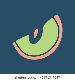 Apple slice doodle icon hand drawn in a modern minimalistic style and colored