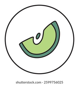 Apple slice doodle icon hand drawn with thin line in minimalistic style