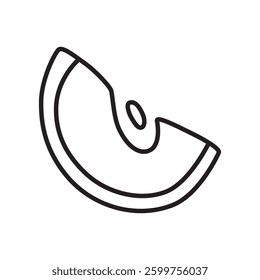 Apple slice doodle icon hand drawn with thin line in minimalistic style