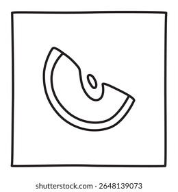 Apple slice doodle icon hand drawn with thin line in minimalistic style