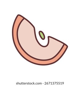 Manzana de rebanada doodle icono dibujado a mano con línea delgada en estilo minimalista