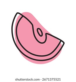 Manzana tajada doodle icono dibujado a mano con línea delgada y mancha de colores