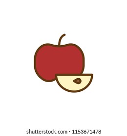 Apple and apple slice filled outline icon, line vector sign, linear colorful pictogram isolated on white. Symbol, logo illustration. Pixel perfect vector graphics