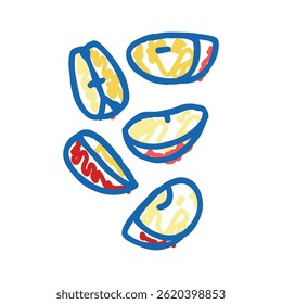 maçã fatia comida corte ícone doodle esboço vetor. maçã fatia comida corte sinal. símbolo isolado ilustração
