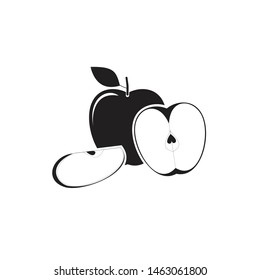 apple slice fruit illustrations for drawing symbol logo silhouette 