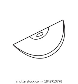 icono de rebanada de manzana sobre fondo blanco, estilo de línea, ilustración vectorial