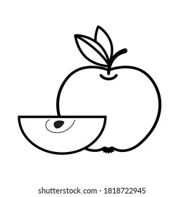 Apple and slice linear icon. Vector isolated illustration on white background