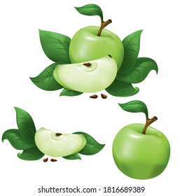 Pieza de manzana en un vector de fondo blanco