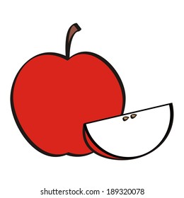apple and a slice of apple  - vector illustration
