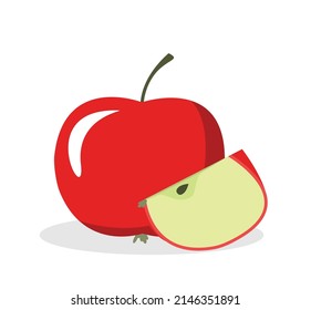 apple and slice vector illustration