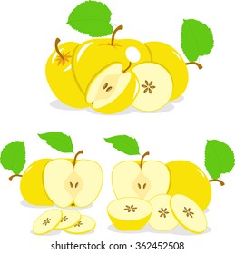Apple slices, collection of vector illustrations on a transparent background