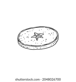 Cortes de manzana o chips de manzana secos, grabando ilustración vectorial aislada en fondo blanco. Corte de manzana el ingrediente de comida y bebida para cocinar y saborear.