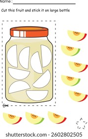 Apple Slices in a Jar Cutting and Pasting Worksheet for Kids