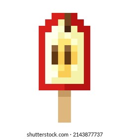 Apple slide ice cream stick pixel art. Vector illustration.