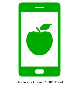 Apple and smartphone on white