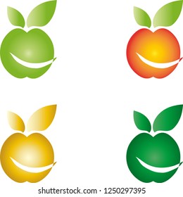 Apple with smile in different colors