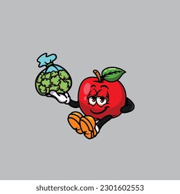 apple smoking blunt and high face stoned from weed cannabis hold bud nug