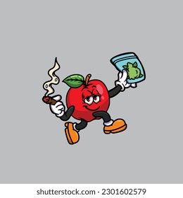 apple smoking blunt and high face stoned from weed cannabis hold bud nug