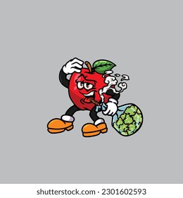 apple smoking blunt and high face stoned from weed cannabis hold bud nug