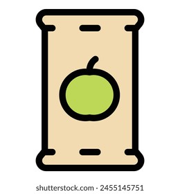 Apple snack pack icon outline vector. Product label. Potato plastic color flat