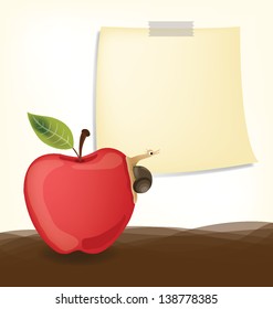 apple. snail. paper notes Vector illustration.