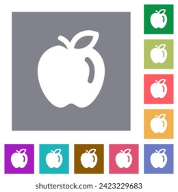 Apple solid flat icons on simple color square backgrounds