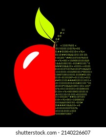 Apple with source code, vector illustration