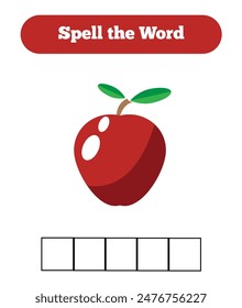 Apple Spell the Word Quiz for Children. Educational materials and learning for a child