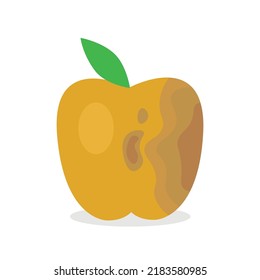 Apple, spoiled, rotten, darkened, illustration