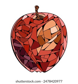 Apple in stained glass technique. Vector illustration 