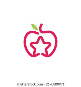 Logotipo de Apple y estrella con un vector de estilo delineado o doodle