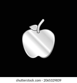 Apple With Stem And Leaf silver plated metallic icon