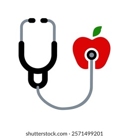 Apple and stethoscope for medical and healthy