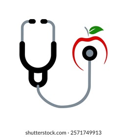 Apple and stethoscope for medical and healthy vector.